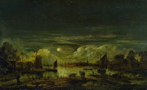 Moonlit Landscape (olej na desce dębowej)